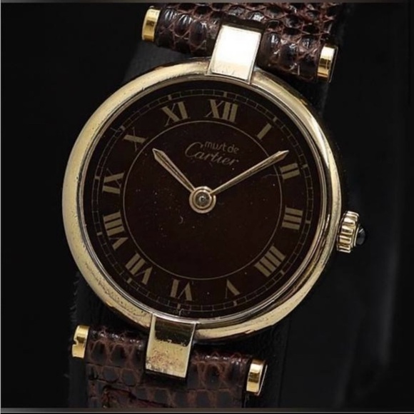 Cartier Santos Vendome QZ Round Chocolate Dial SS GP Ladies Watch
